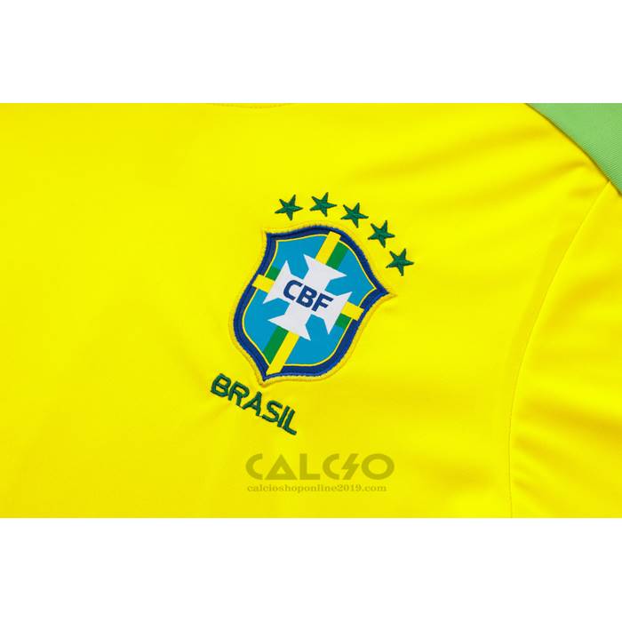 Tuta da Track Brasile Manica Corta 2024-2025 Giallo - Pantaloncini